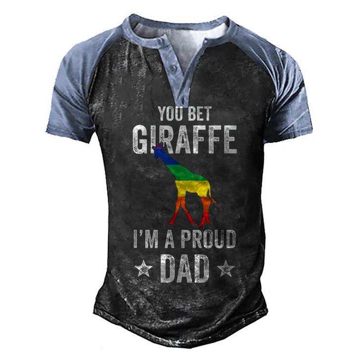 Mens You Bet Giraffe Im A Proud Dad Funny Lgbt Rainbow  Men's Henley Shirt Raglan Sleeve 3D Print T-shirt