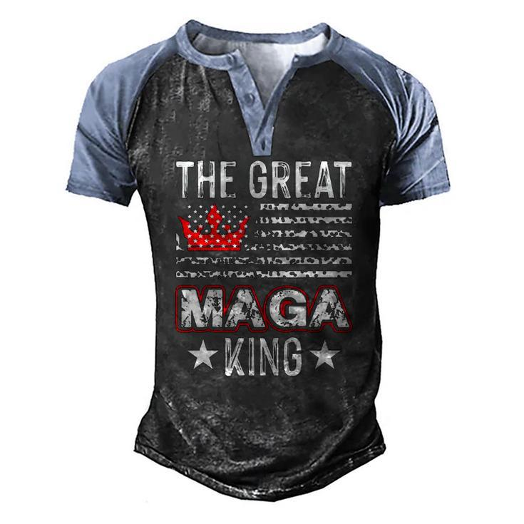 Old The Great Maga King Ultra Maga Retro Us Flag Men's Henley Raglan T-Shirt