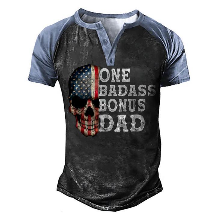 One Badass Bonus Dad Birthday Fathers Day Gift  Men's Henley Shirt Raglan Sleeve 3D Print T-shirt