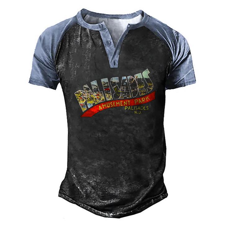 Palisades Amusement Park New Jersey Retro Vintage Men's Henley Raglan T-Shirt