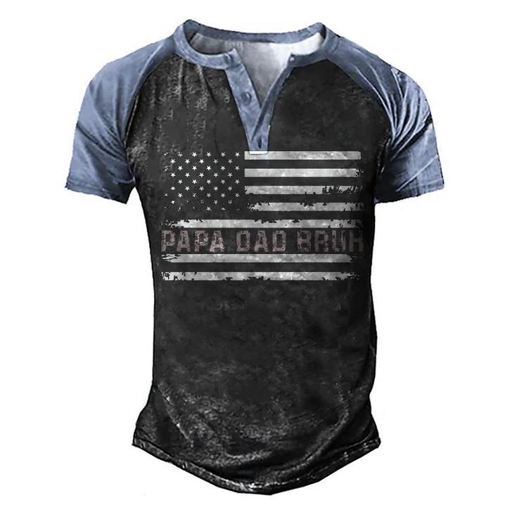 Papa Dad Bruh Fathers Day 4Th Of July Us Flag Vintage 2022   Men's Henley Shirt Raglan Sleeve 3D Print T-shirt