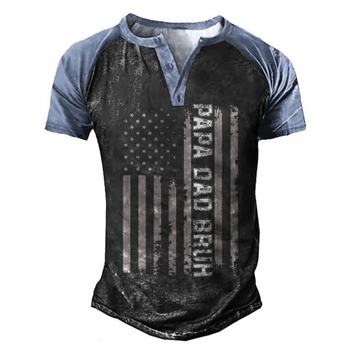 Papa Dad Bruh Fathers Day 4Th Of July Us Flag Vintage 2022   Men's Henley Shirt Raglan Sleeve 3D Print T-shirt