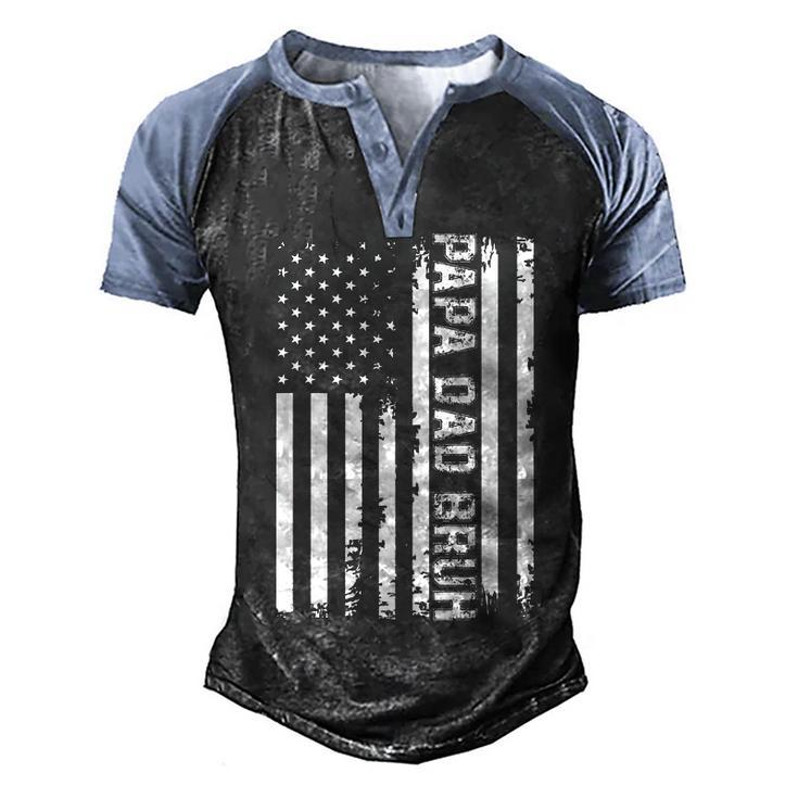 Papa Dad Bruh Fathers Day 4Th Of July Us Vintage Gift 2022   Men's Henley Shirt Raglan Sleeve 3D Print T-shirt