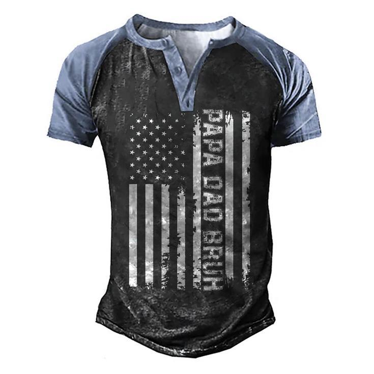 Papa Dad Bruh Fathers Day 4Th Of July Us Vintage Gift 2022  Men's Henley Shirt Raglan Sleeve 3D Print T-shirt