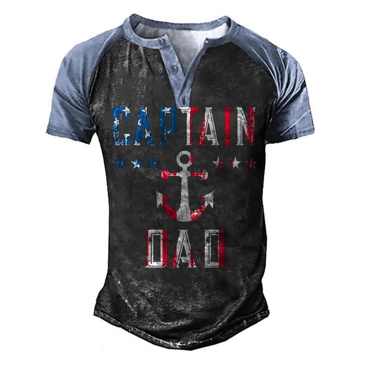 Patriotic Captain Dad American Flag Boat Owner 4Th Of July V2 Men's Henley Shirt Raglan Sleeve 3D Print T-shirt