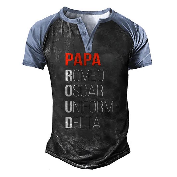 Phonetic Alphabet Proud Papa Tee I Army Dad Fathers Day Men's Henley Raglan T-Shirt