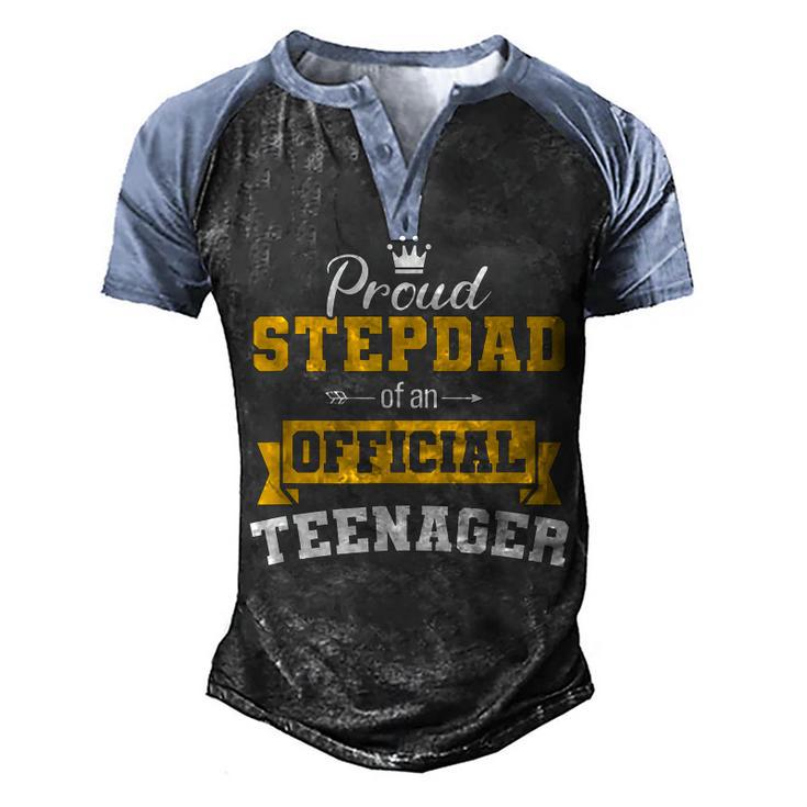 Proud Stepdad Of Official Nager 13 Birthday Funny Vintage  Men's Henley Shirt Raglan Sleeve 3D Print T-shirt