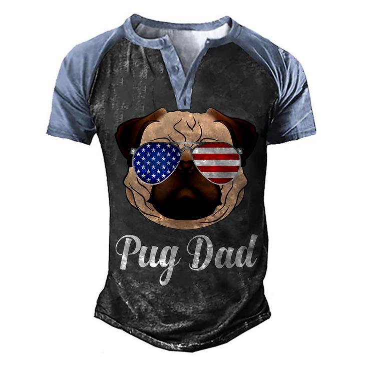 Pug Dad  Patriotic Dog 4Th Fourth Of July  Men's Henley Shirt Raglan Sleeve 3D Print T-shirt