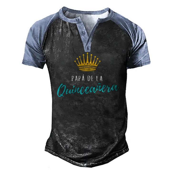 Mens Quinceanera Papa Dad Father Turquoise Theme Party Quince Men's Henley Raglan T-Shirt