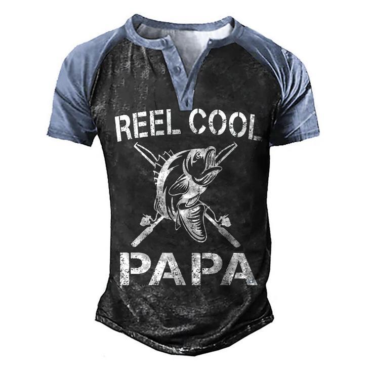 Reel Cool Papa Fishing Dad Gifts Fathers Day Fisherman Fish  Men's Henley Shirt Raglan Sleeve 3D Print T-shirt