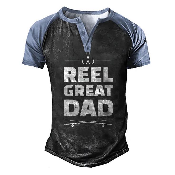 Mens Reel Great Dad Fishing Fisherman Father Men's Henley Raglan T-Shirt