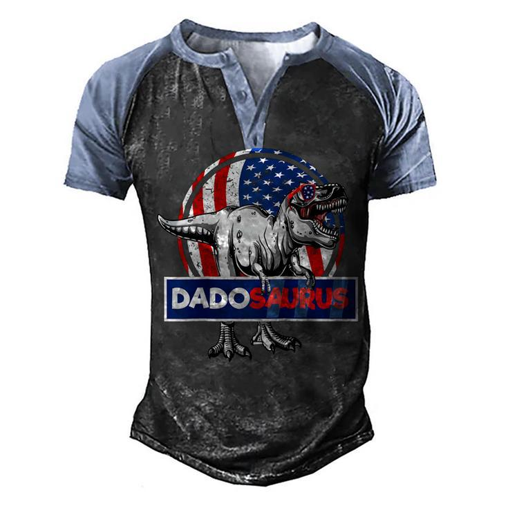 Retro Patriotic Dinosaur T Rex Dad Fathers Day 4Th Of July  Men's Henley Shirt Raglan Sleeve 3D Print T-shirt
