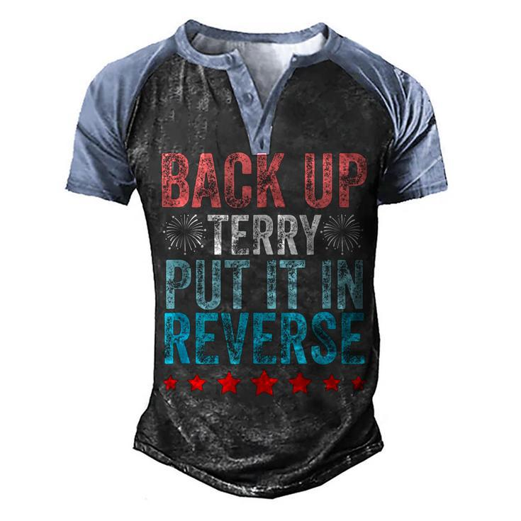Retro Back Up Terry Put It In Reverse 4Th Of July Fireworks Men's Henley Raglan T-Shirt