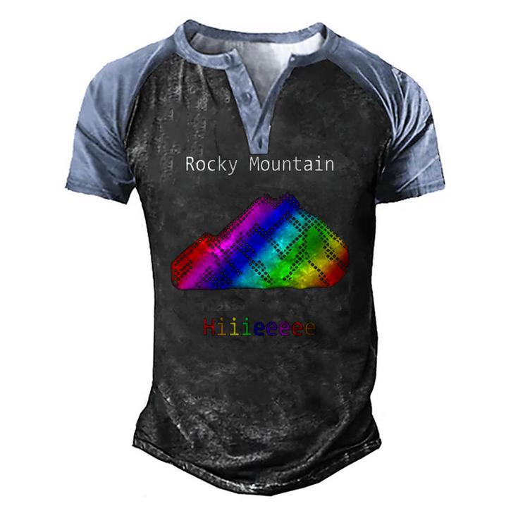 Rocky Mountain Hiiieeee & Byyeee Men's Henley Raglan T-Shirt