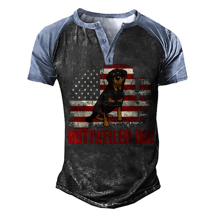 Rottweiler Dad American Flag 4Th Of July Dog Lovers  Men's Henley Shirt Raglan Sleeve 3D Print T-shirt