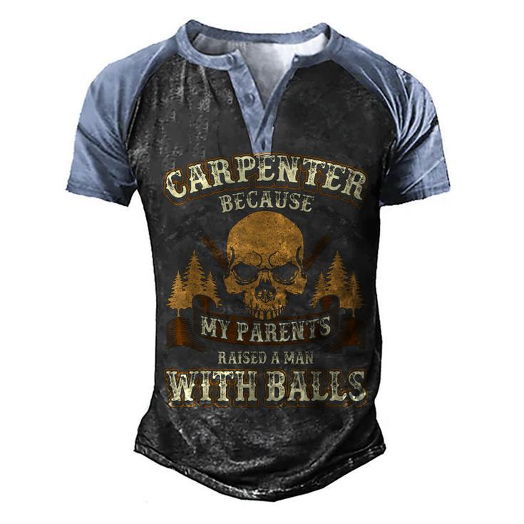 Sarcastic Carpenter Funny Woodworker Skull And Hammers  Men's Henley Shirt Raglan Sleeve 3D Print T-shirt