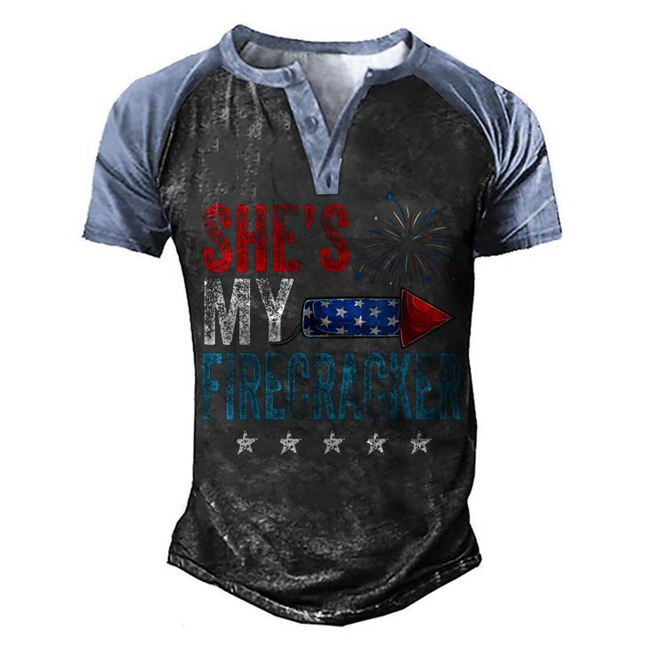 Shes My Firecracker His And Hers 4Th July Vintage Gift  Men's Henley Shirt Raglan Sleeve 3D Print T-shirt