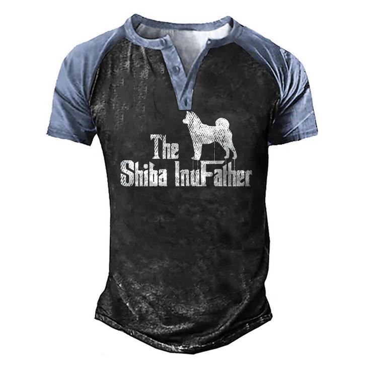 Mens Shiba Inu Dog Fathers Day Doxie Dog Puppy Daddy Men's Henley Raglan T-Shirt