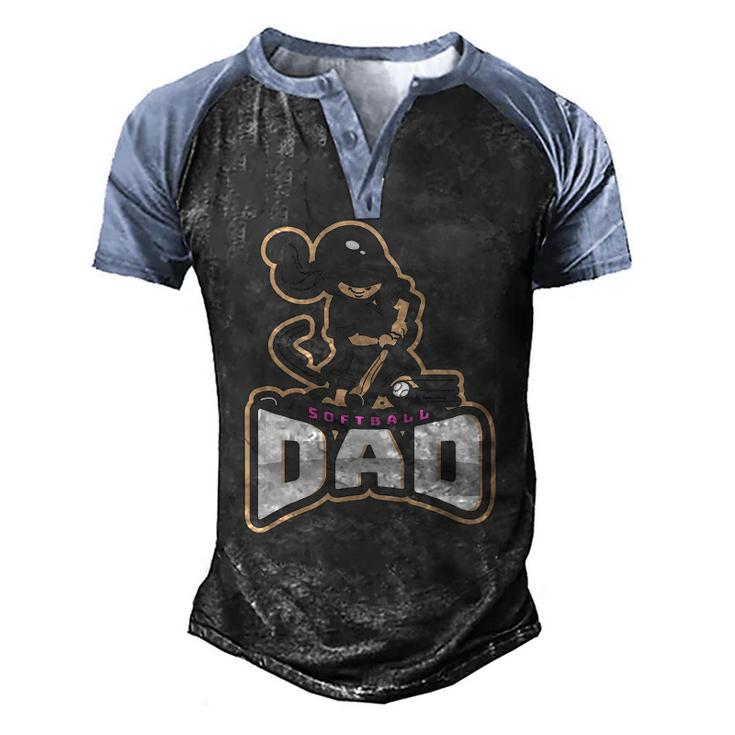 Mens Softball Dad Fastpitch Fathers Day Men's Henley Raglan T-Shirt