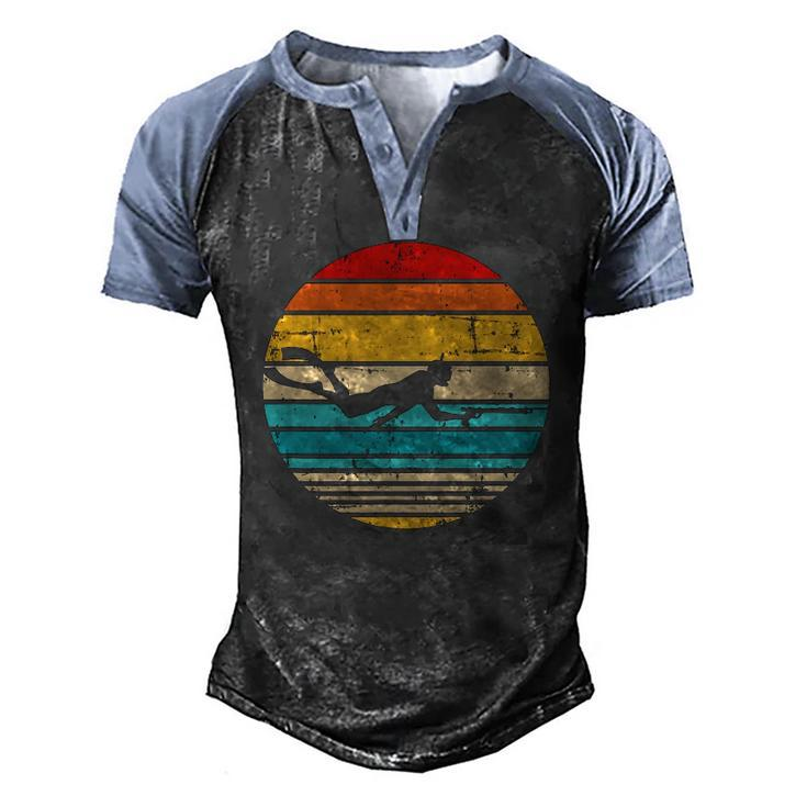 Spearfishing Vintage Retro Fishing Lover Men's Henley Raglan T-Shirt