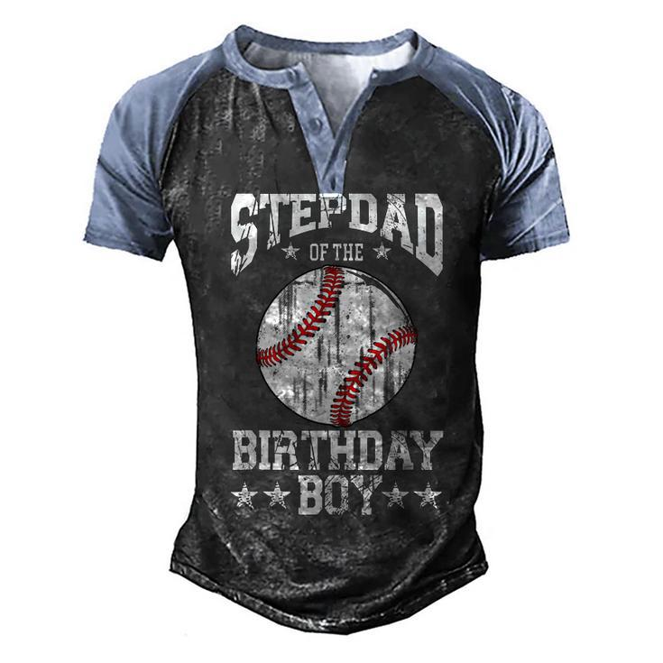 Stepdad Of The Birthday Boy Baseball Lover Vintage Retro  Men's Henley Shirt Raglan Sleeve 3D Print T-shirt