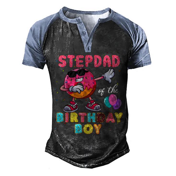 Stepdad Of The Birthday Boy  Donut Dab Birthday  Men's Henley Shirt Raglan Sleeve 3D Print T-shirt