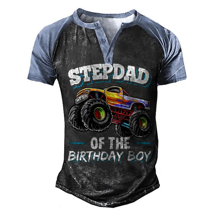 Stepdad Of The Birthday Boy Matching Family Monster Truck  Men's Henley Shirt Raglan Sleeve 3D Print T-shirt