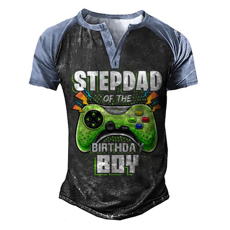 Stepdad Of The Birthday Boy Matching Family Video Game Party  Men's Henley Shirt Raglan Sleeve 3D Print T-shirt
