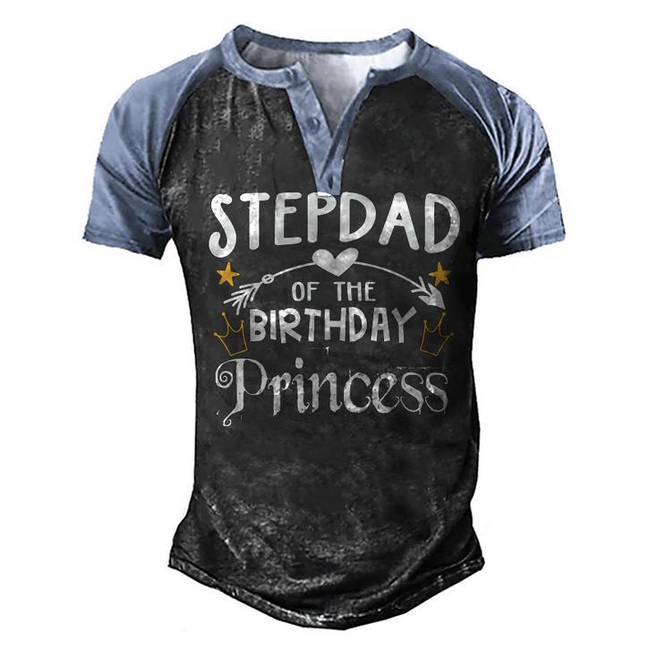 Stepdad Of The Birthday Princess Matching Family   Men's Henley Shirt Raglan Sleeve 3D Print T-shirt