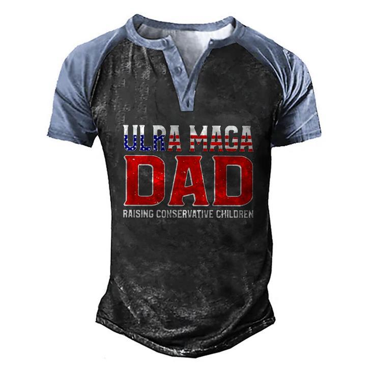 Ultra Maga Dad Raising Conservative Children Father’S Day Men's Henley Raglan T-Shirt