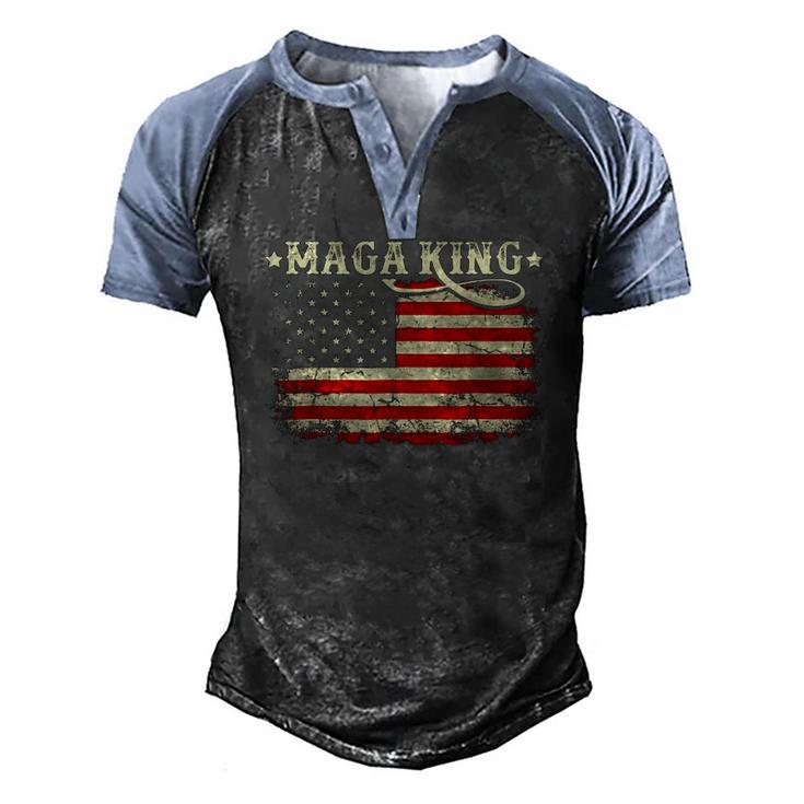 Ultra Maga King Vintage American Flag Ultra-Maga Retro Men's Henley Raglan T-Shirt