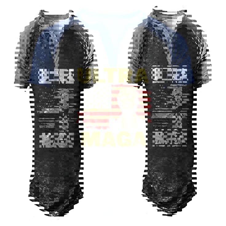 Ultra Maga Proud Ultra-Maga Usa Flag Men's Henley Raglan T-Shirt