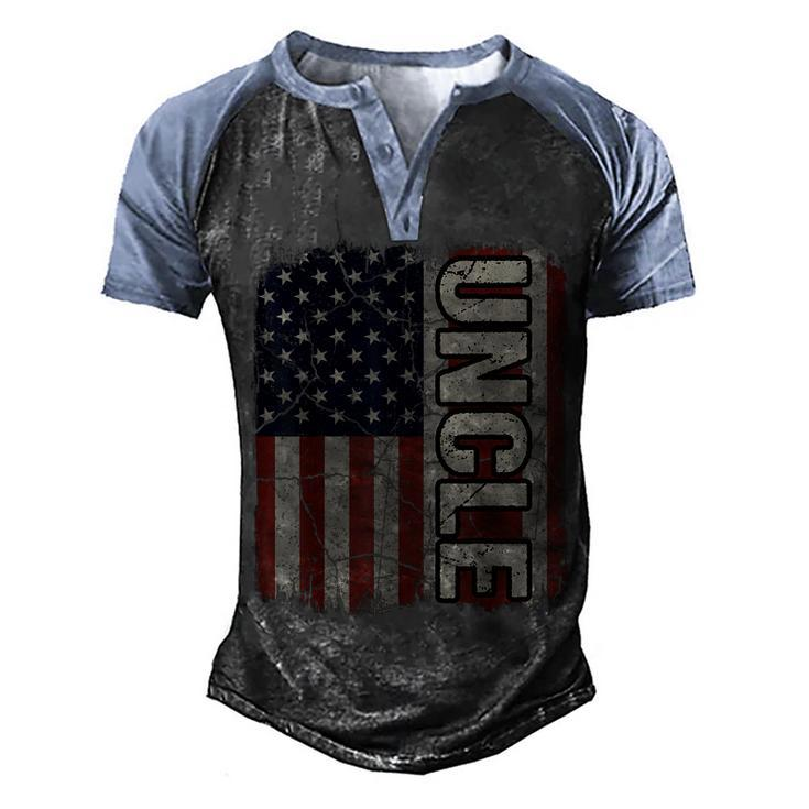 Uncle American Flag Vintage Fathers Day 4Th Of July Gift  Men's Henley Shirt Raglan Sleeve 3D Print T-shirt