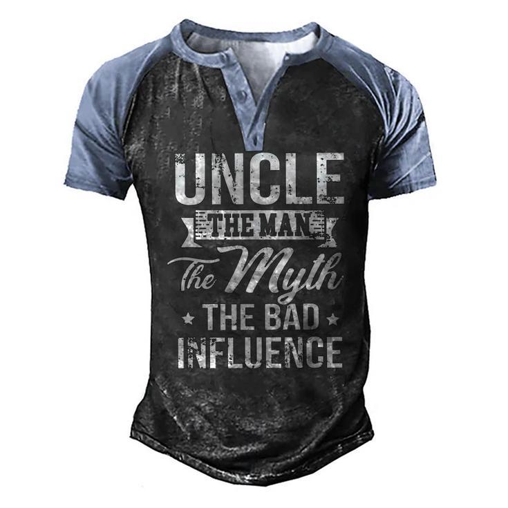 Uncle The Bad Influence Men's Henley Raglan T-Shirt