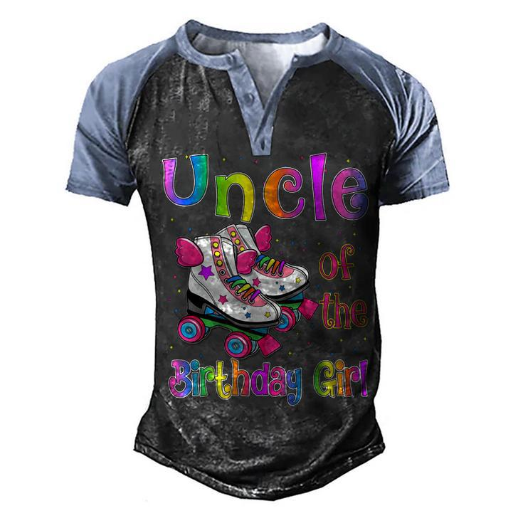 Uncle Birthday Girl Rolling Skate Birthday Family Party  Men's Henley Shirt Raglan Sleeve 3D Print T-shirt