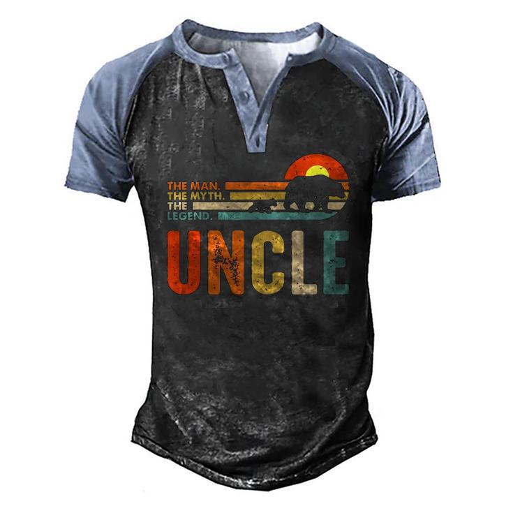 Mens Uncle Man Myth Legend Vintage Men Retro Classic Uncle Men's Henley Raglan T-Shirt