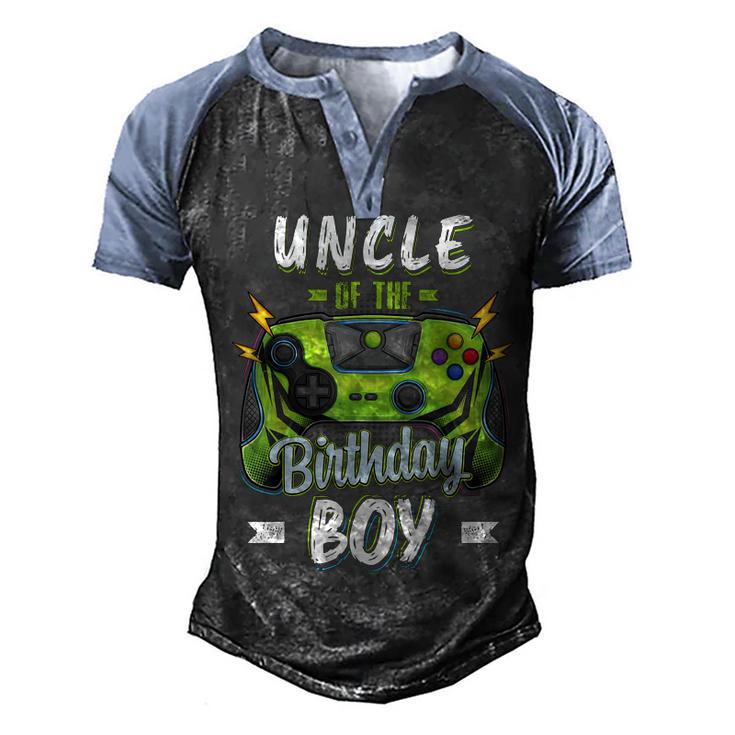 Uncle Of The Birthday Boy Matching Family Video Gamer Party  Men's Henley Shirt Raglan Sleeve 3D Print T-shirt