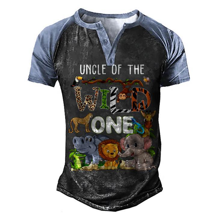 Uncle Of The Wild One Zoo Theme Birthday Safari Jungle  Men's Henley Shirt Raglan Sleeve 3D Print T-shirt