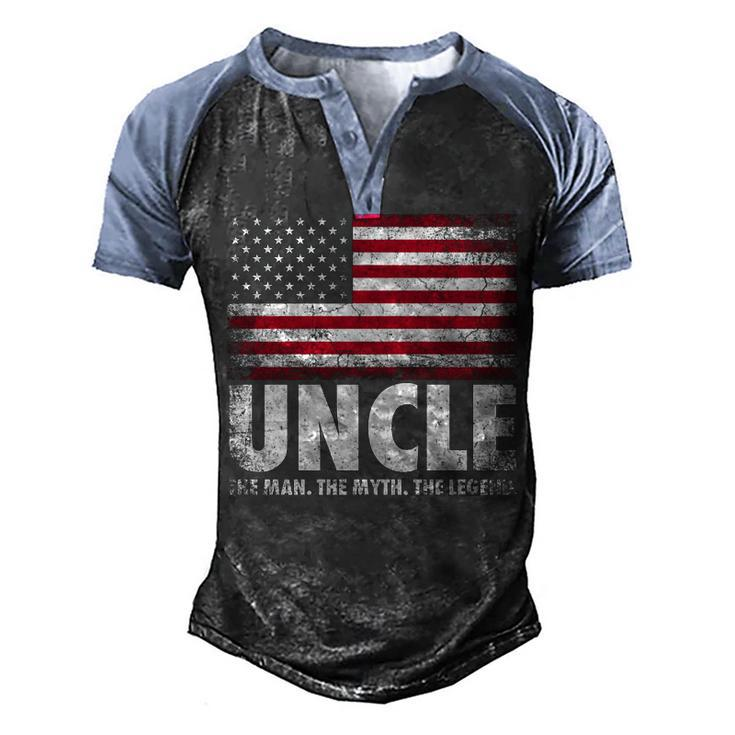 Uncle The Man Myth Legend Fathers Day 4Th Of July Funny   Men's Henley Shirt Raglan Sleeve 3D Print T-shirt