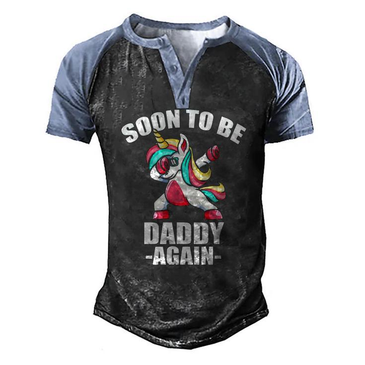 Unicorn Daddy Again 2022 Soon To Be Dad Again 2022 Baby Shower Men's Henley Raglan T-Shirt