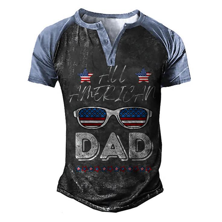 Usa 4Th Of July Great American Flag Dad  Men's Henley Shirt Raglan Sleeve 3D Print T-shirt