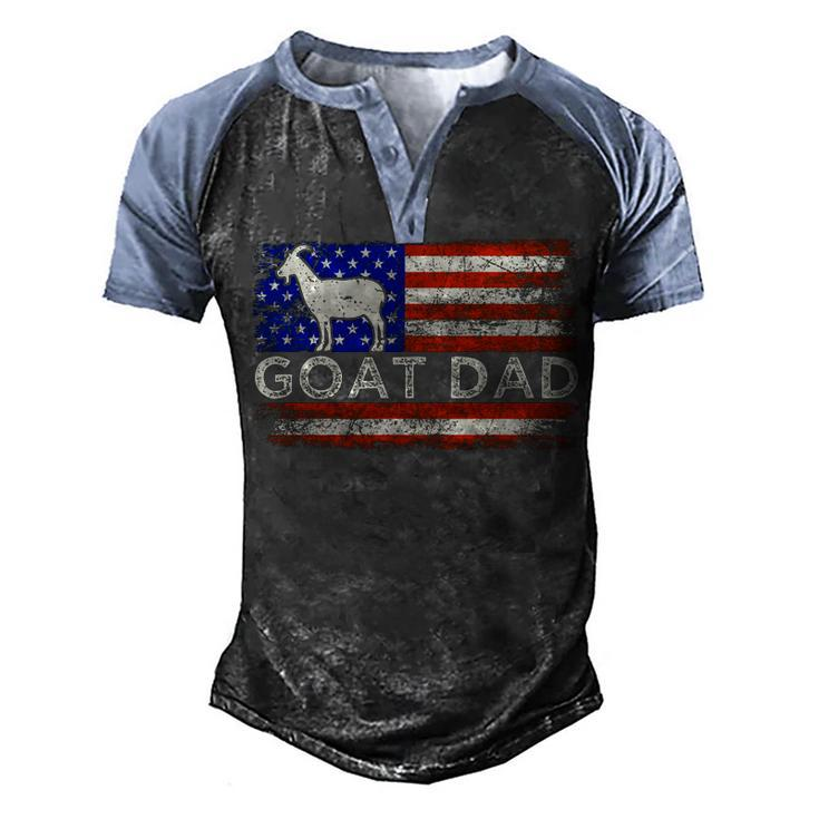 Vintage American Flag Goat Animal Lover Goat Dad 4Th Of July  Men's Henley Shirt Raglan Sleeve 3D Print T-shirt