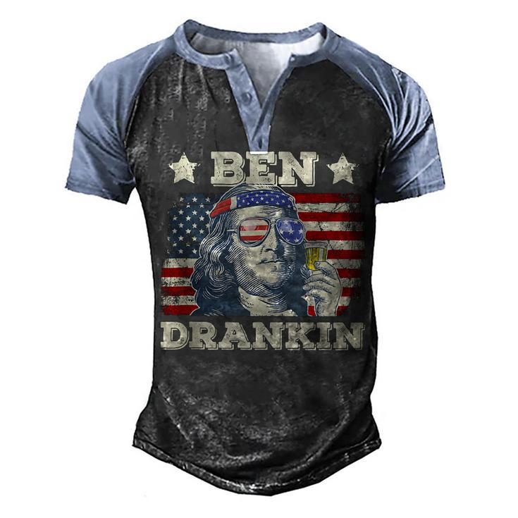 Vintage Ben Drankin 4Th Of July Benjamin Usa Flag   Men's Henley Shirt Raglan Sleeve 3D Print T-shirt