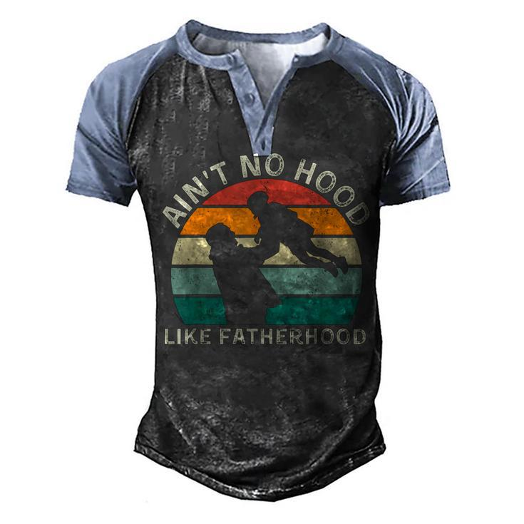 Vintage Dad Father Aint Hood Like Fatherhood Men's Henley Raglan T-Shirt