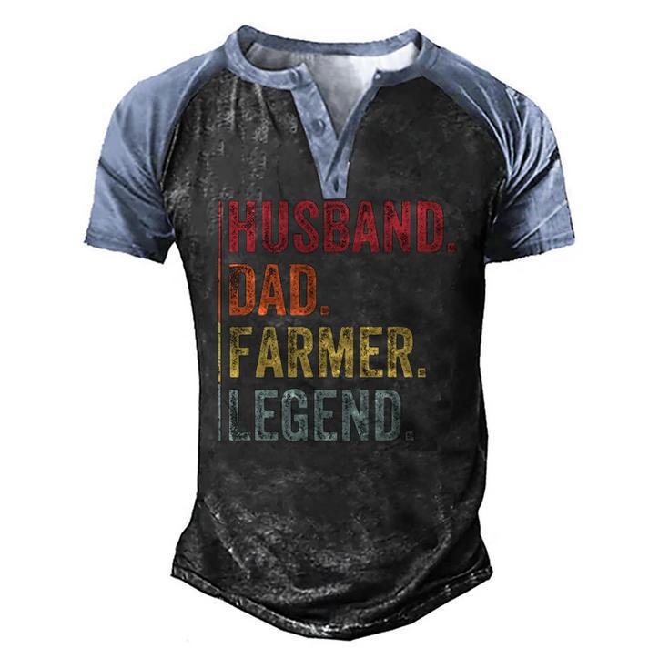 Mens Vintage Husband Dad Farmer Legend For Fathers Day Men's Henley Raglan T-Shirt