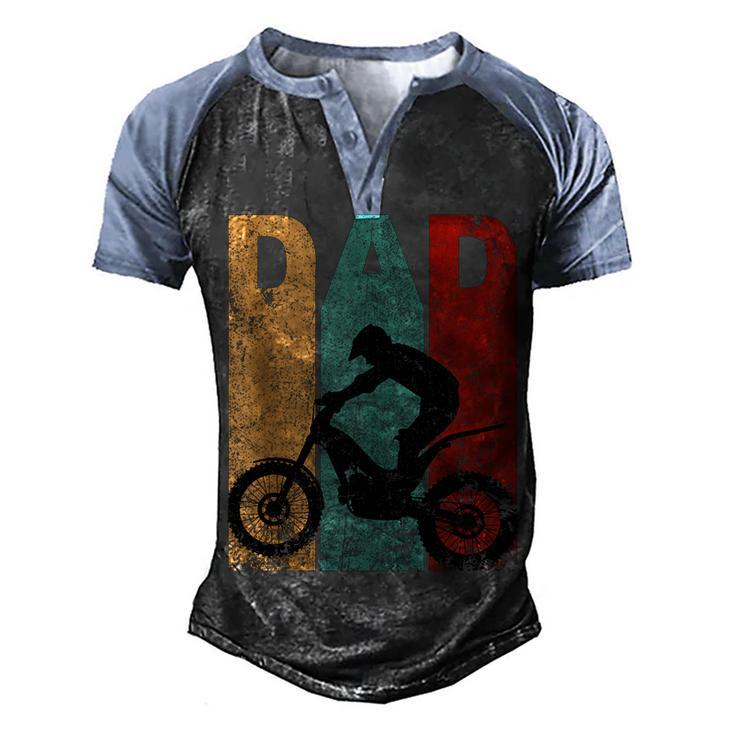 Vintage Motocross Dad Dirt Bike Fathers Day 4Th Of July  Men's Henley Shirt Raglan Sleeve 3D Print T-shirt