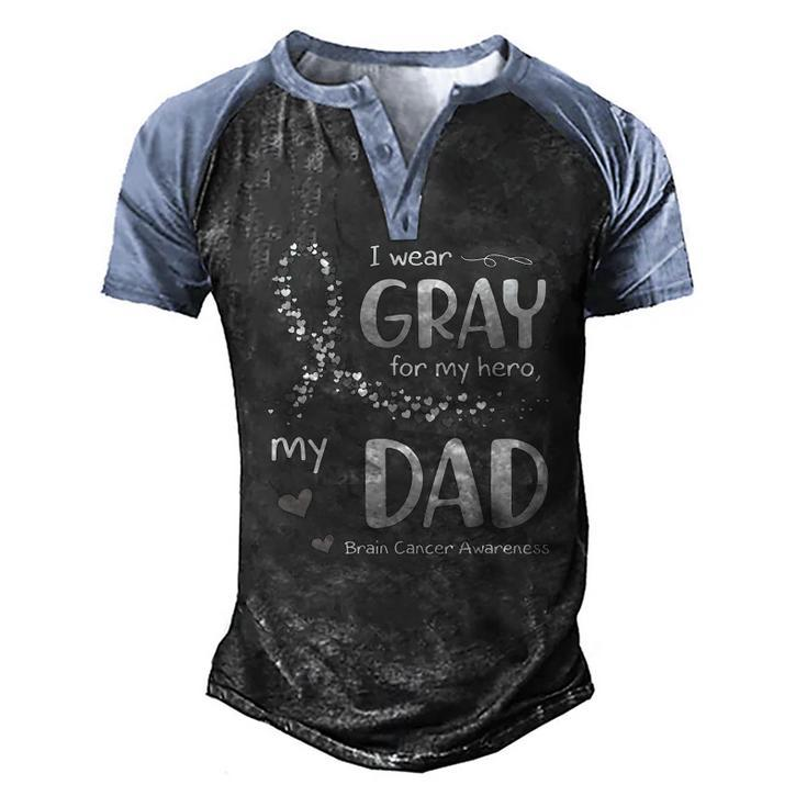 I Wear Gray For Dad Brain Cancer Awareness Men's Henley Raglan T-Shirt