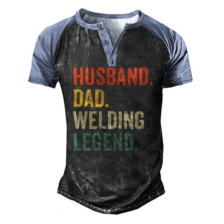 Mens Welder Husband Dad Welding Legend Vintage Men's Henley Raglan T-Shirt