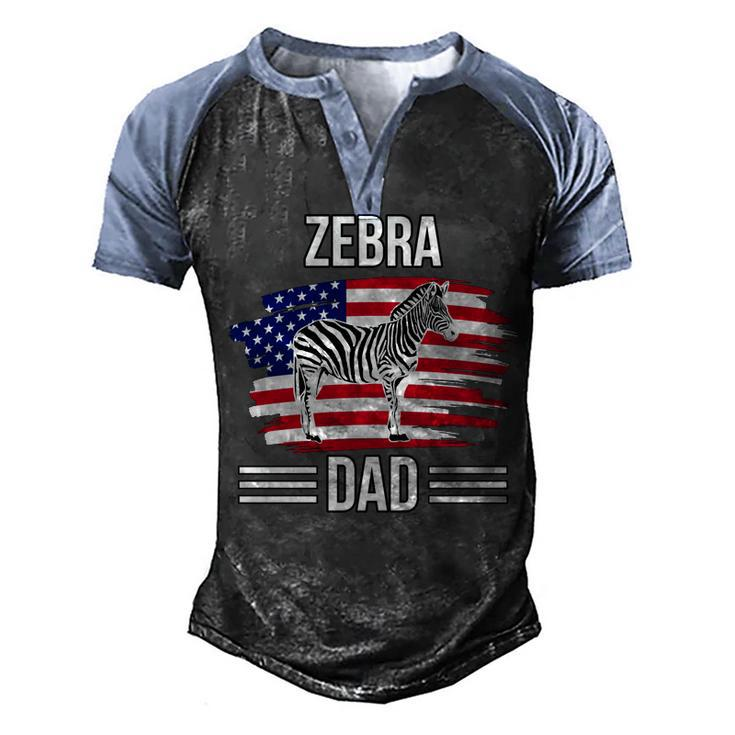 Zebra Us Flag 4Th Of July Fathers Day Zebra Dad   Men's Henley Shirt Raglan Sleeve 3D Print T-shirt