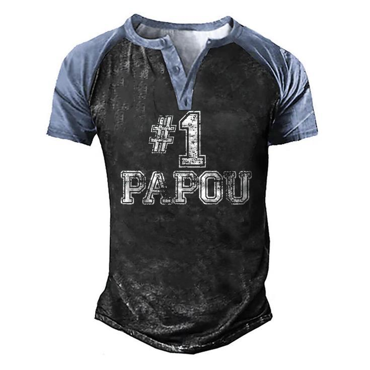 1 Papou Number One Sports Fathers Day Men's Henley Raglan T-Shirt